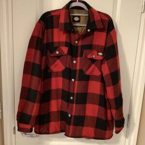Dickies Men's Red Plaid Buffalo Check Jacket Shacket Size L Hunting Hiking